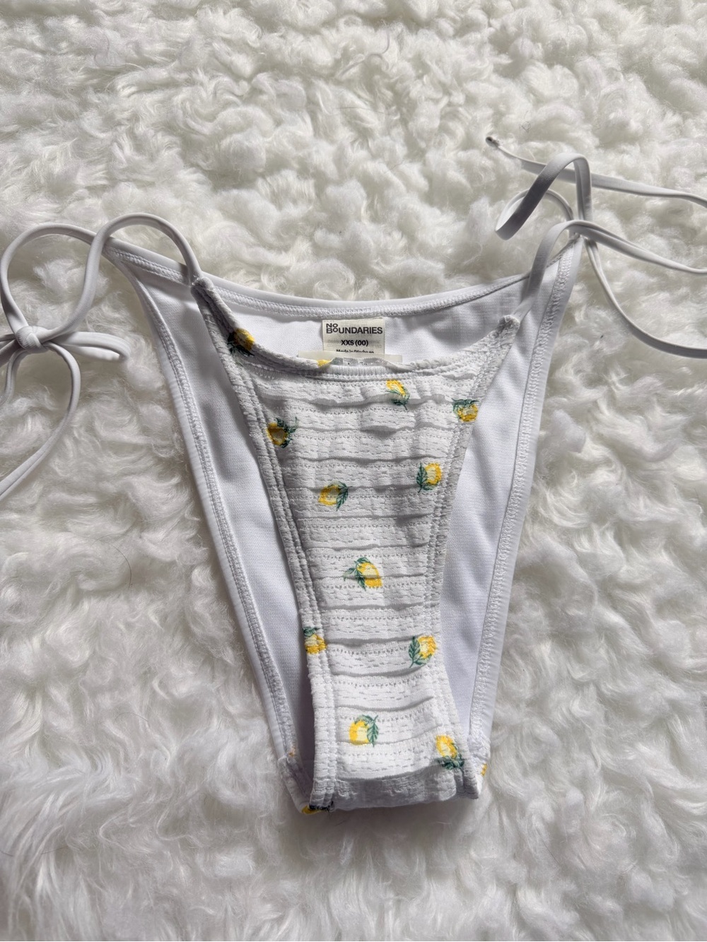 White Lemon Print Tie-Side Bikini Bottom | NWOT